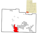 Washington County Utah incorporated and unincorporated areas St. George highlighted